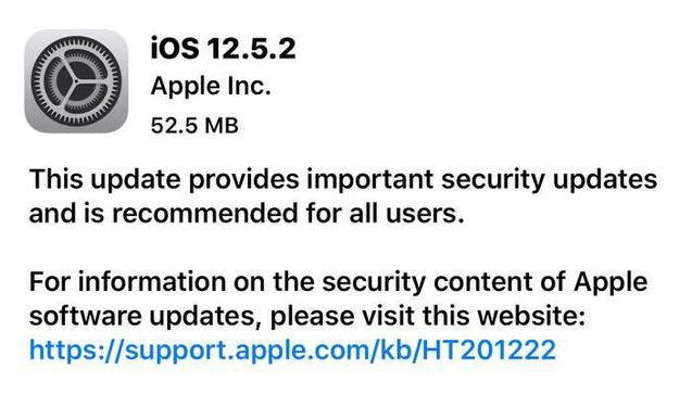 壶关苹果手机维修分享iOS12.5.2发布，建议所有老苹果用户安装 